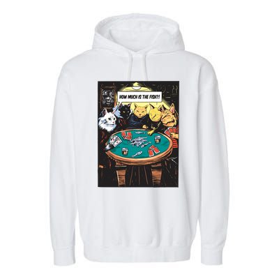 Vintage Poker Cats Garment-Dyed Fleece Hoodie