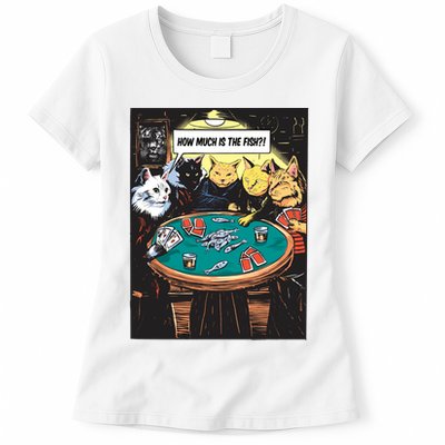 Vintage Poker Cats Womens T-Shirt