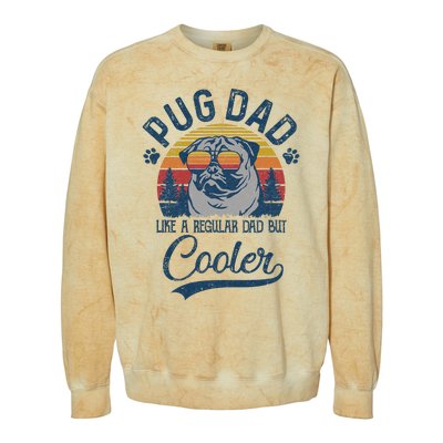 Vintage Pug Dad Like A Regular Dad But Cooler Funny Colorblast Crewneck Sweatshirt