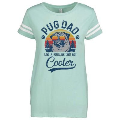 Vintage Pug Dad Like A Regular Dad But Cooler Funny Enza Ladies Jersey Football T-Shirt