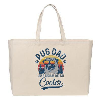 Vintage Pug Dad Like A Regular Dad But Cooler Funny Cotton Canvas Jumbo Tote