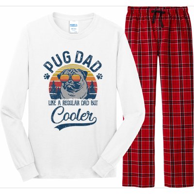 Vintage Pug Dad Like A Regular Dad But Cooler Funny Long Sleeve Pajama Set