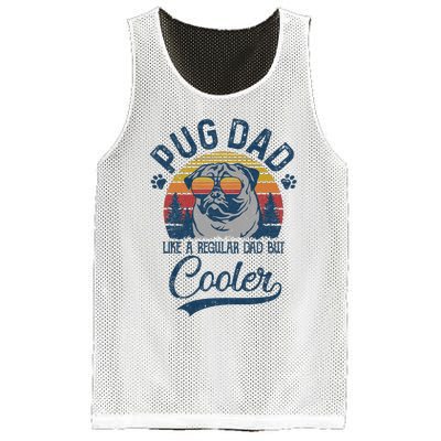 Vintage Pug Dad Like A Regular Dad But Cooler Funny Mesh Reversible Basketball Jersey Tank