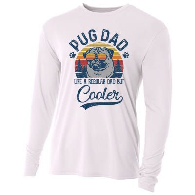 Vintage Pug Dad Like A Regular Dad But Cooler Funny Cooling Performance Long Sleeve Crew