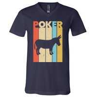 Vintage Poker Donkey Funny Poker Player Texas Holdem V-Neck T-Shirt