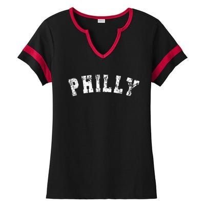 Vintage Philadelphia Distressed Apparel Ladies Halftime Notch Neck Tee