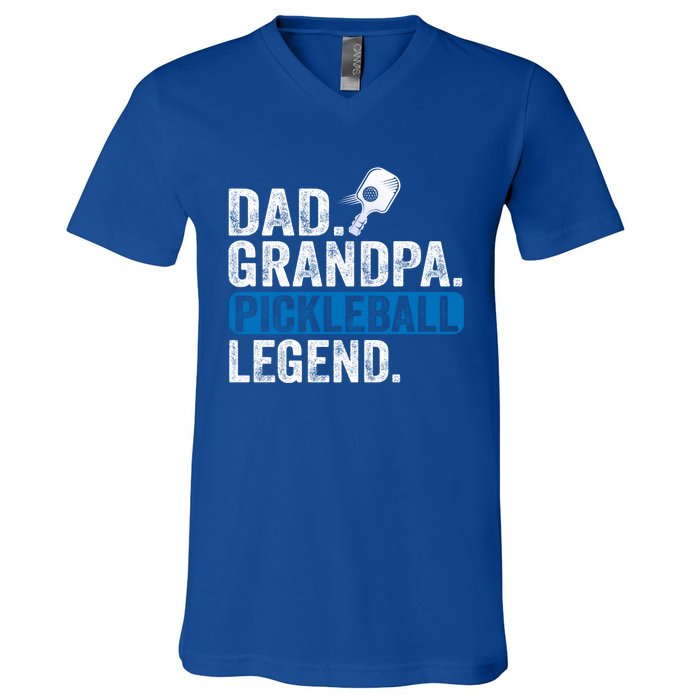 Vintage Pickleball Dad Grandpa Pickleball Legend Fathers Day Gift V-Neck T-Shirt