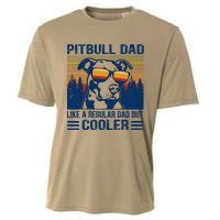 Vintage Pitbull Dad Like A Regular Dad But Cooler Funny Gift Cooling Performance Crew T-Shirt