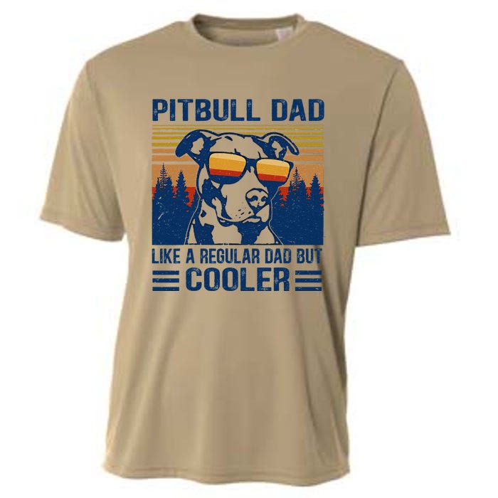 Vintage Pitbull Dad Like A Regular Dad But Cooler Funny Gift Cooling Performance Crew T-Shirt