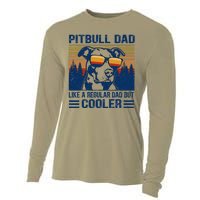 Vintage Pitbull Dad Like A Regular Dad But Cooler Funny Gift Cooling Performance Long Sleeve Crew