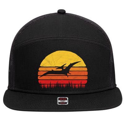 Vintage Pterodactyl Dinosaur Giftgift Retro Sun 7 Panel Mesh Trucker Snapback Hat