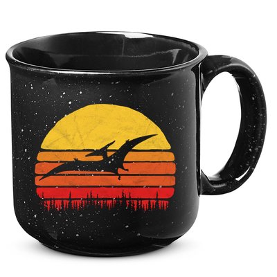 Vintage Pterodactyl Dinosaur Giftgift Retro Sun 15oz Campfire Ceramic Mug