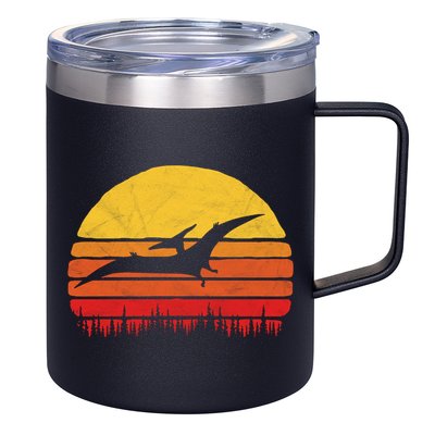 Vintage Pterodactyl Dinosaur Giftgift Retro Sun 12oz Stainless Steel Coffee Mug