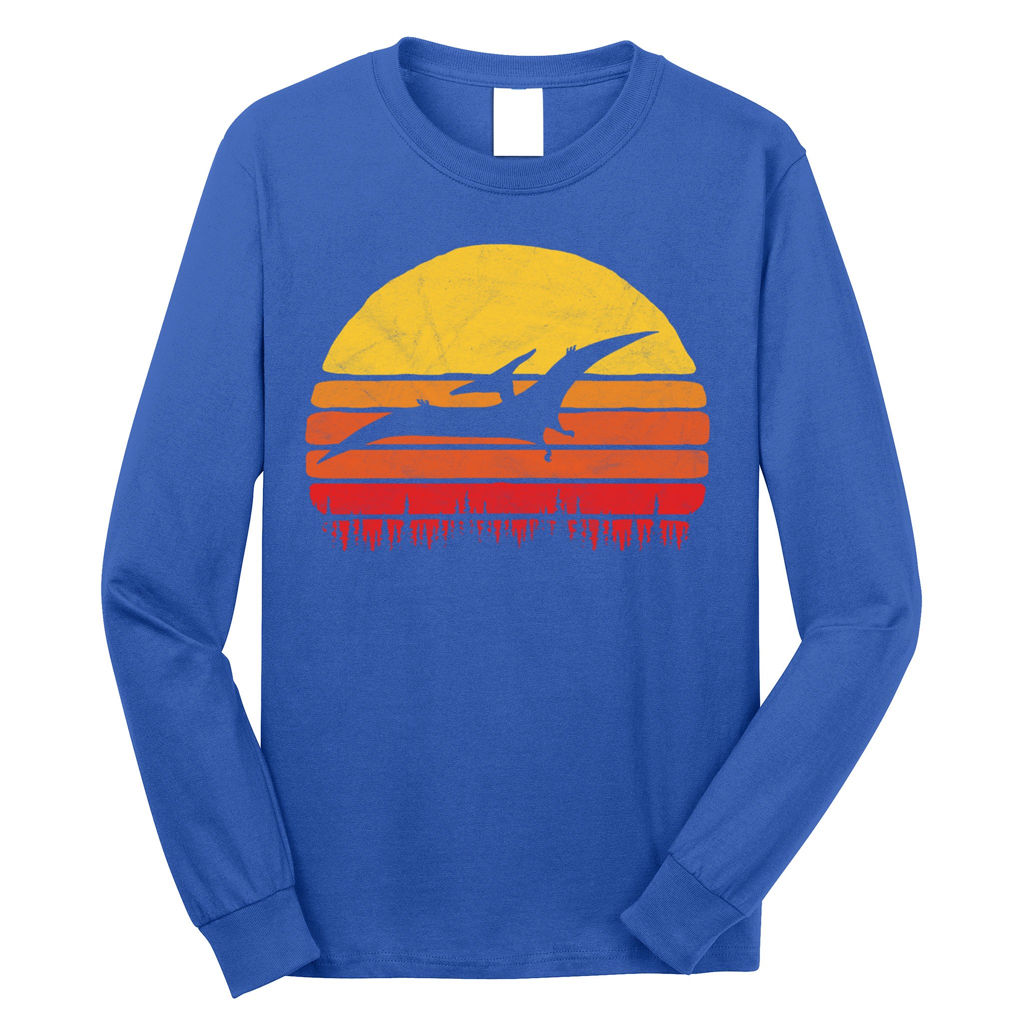 Vintage Pterodactyl Dinosaur Giftgift Retro Sun Long Sleeve Shirt