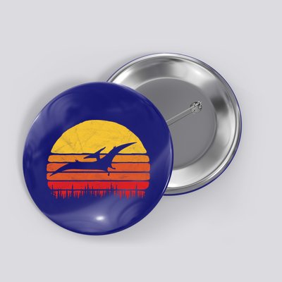Vintage Pterodactyl Dinosaur Giftgift Retro Sun Button