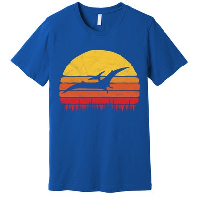 Vintage Pterodactyl Dinosaur Giftgift Retro Sun Premium T-Shirt