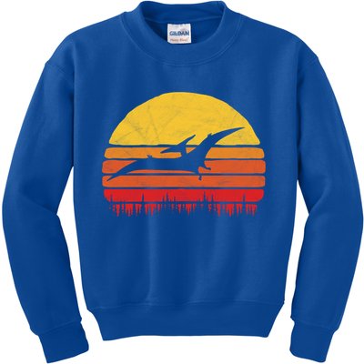 Vintage Pterodactyl Dinosaur Giftgift Retro Sun Kids Sweatshirt