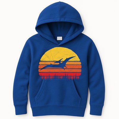 Vintage Pterodactyl Dinosaur Giftgift Retro Sun Kids Hoodie
