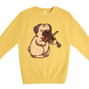 Violinist Pug Dog Violin Viola Player Music Lover Gift Girl Premium Crewneck Sweatshirt