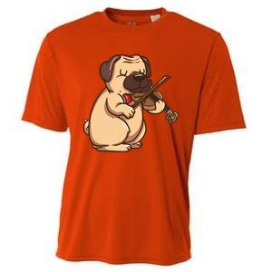 Violinist Pug Dog Violin Viola Player Music Lover Gift Girl Cooling Performance Crew T-Shirt