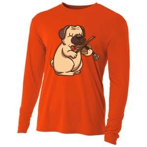 Violinist Pug Dog Violin Viola Player Music Lover Gift Girl Cooling Performance Long Sleeve Crew