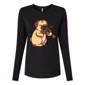 Violinist Pug Dog Violin Viola Player Music Lover Gift Girl Womens Cotton Relaxed Long Sleeve T-Shirt