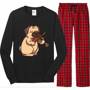 Violinist Pug Dog Violin Viola Player Music Lover Gift Girl Long Sleeve Pajama Set