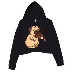 Violinist Pug Dog Violin Viola Player Music Lover Gift Girl Crop Fleece Hoodie