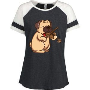 Violinist Pug Dog Violin Viola Player Music Lover Gift Girl Enza Ladies Jersey Colorblock Tee