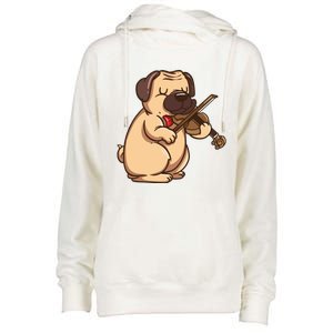 Violinist Pug Dog Violin Viola Player Music Lover Gift Girl Womens Funnel Neck Pullover Hood