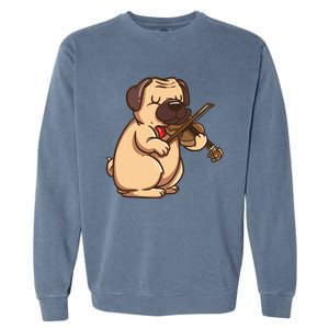 Violinist Pug Dog Violin Viola Player Music Lover Gift Girl Garment-Dyed Sweatshirt