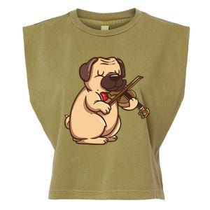 Violinist Pug Dog Violin Viola Player Music Lover Gift Girl Garment-Dyed Women's Muscle Tee