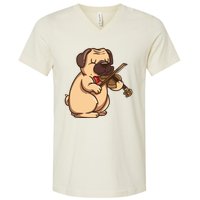 Violinist Pug Dog Violin Viola Player Music Lover Gift Girl V-Neck T-Shirt