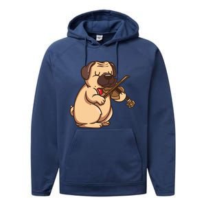 Violinist Pug Dog Violin Viola Player Music Lover Gift Girl Performance Fleece Hoodie