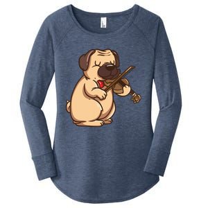 Violinist Pug Dog Violin Viola Player Music Lover Gift Girl Women's Perfect Tri Tunic Long Sleeve Shirt