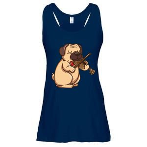 Violinist Pug Dog Violin Viola Player Music Lover Gift Girl Ladies Essential Flowy Tank