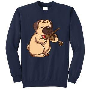 Violinist Pug Dog Violin Viola Player Music Lover Gift Girl Tall Sweatshirt