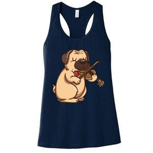 Violinist Pug Dog Violin Viola Player Music Lover Gift Girl Women's Racerback Tank