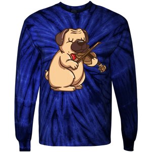 Violinist Pug Dog Violin Viola Player Music Lover Gift Girl Tie-Dye Long Sleeve Shirt