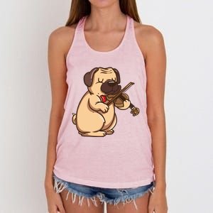 Violinist Pug Dog Violin Viola Player Music Lover Gift Girl Women's Knotted Racerback Tank