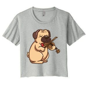 Violinist Pug Dog Violin Viola Player Music Lover Gift Girl Women's Crop Top Tee