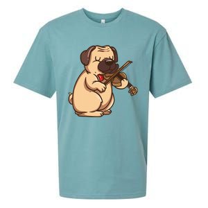 Violinist Pug Dog Violin Viola Player Music Lover Gift Girl Sueded Cloud Jersey T-Shirt