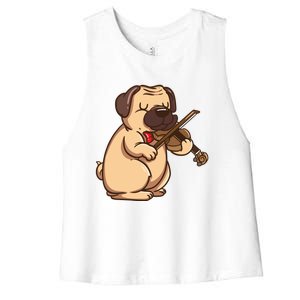 Violinist Pug Dog Violin Viola Player Music Lover Gift Girl Women's Racerback Cropped Tank