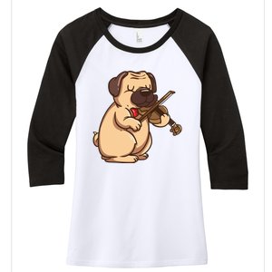 Violinist Pug Dog Violin Viola Player Music Lover Gift Girl Women's Tri-Blend 3/4-Sleeve Raglan Shirt