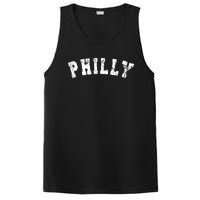 Vintage Philadelphia Distressed Font Philly PosiCharge Competitor Tank