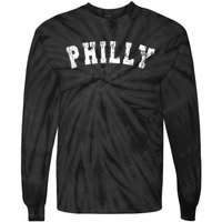 Vintage Philadelphia Distressed Font Philly Tie-Dye Long Sleeve Shirt