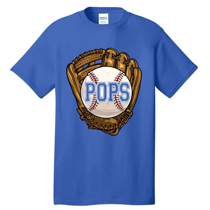 Vintage Pops Dad Funny Baseball Lover Fathers Day Great Gift Tall T-Shirt