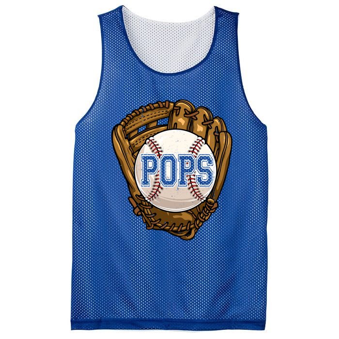 Vintage Pops Dad Funny Baseball Lover Fathers Day Great Gift Mesh Reversible Basketball Jersey Tank