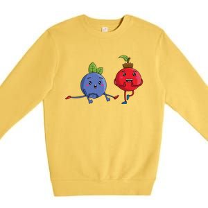 Veggie Power Dancing Berries Funny Berries Berries Gift Premium Crewneck Sweatshirt