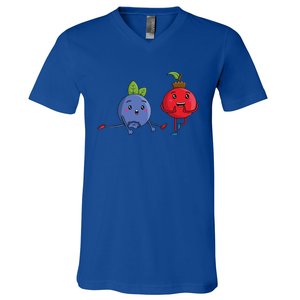 Veggie Power Dancing Berries Funny Berries Berries Gift V-Neck T-Shirt